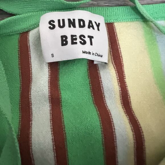 Sunday Best Aritzia Jett Stripe Halter Mini Dress S Retro Bodycon Rave Festival - Picture 5 of 10